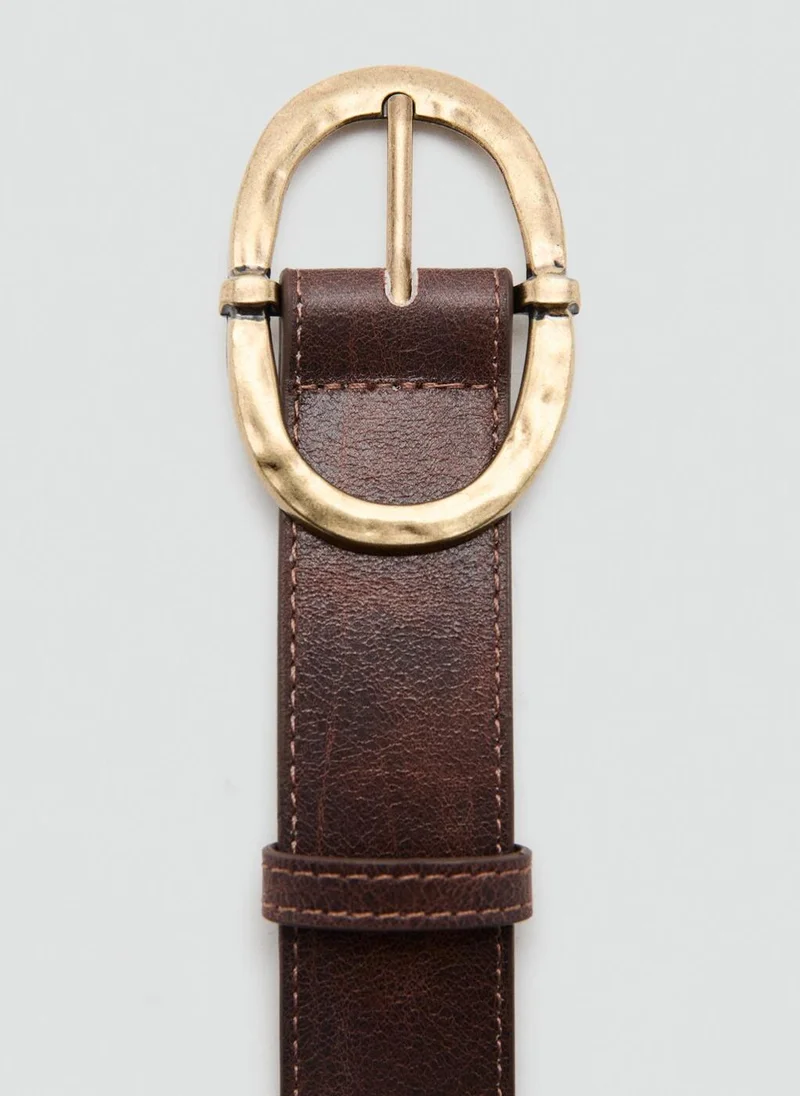 MANGO  Textured metal buckle belt for Women | Best Price UAE